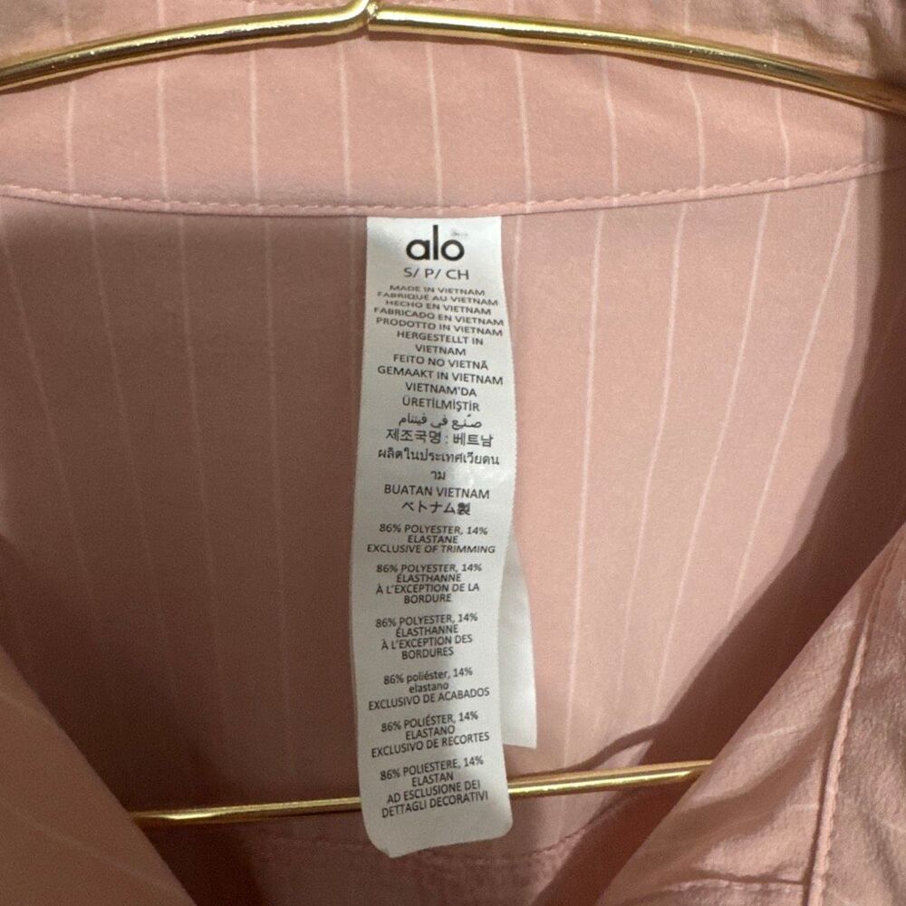Alo Pinstripe Daylight Button Down Long Sleeve women’s size small - Picture 4 of 6